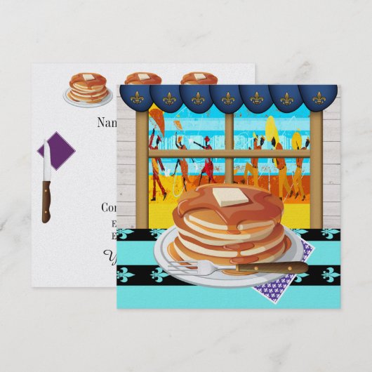 Pannenkoekendiner - Fat Tues - Shrove Tues Uitnodi Kaart (Voorkant / Achterkant)