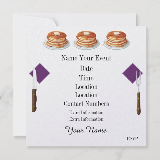 Pannenkoekendiner - Fat Tues - Shrove Tues Uitnodi Kaart (Achterkant)