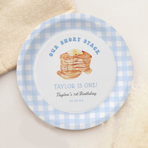 Pannenkoekenontbijt verjaardagsfeestje voor jongen papieren bordje