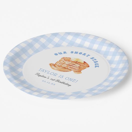 Pannenkoekenontbijt verjaardagsfeestje voor jongen papieren bordje (Gekanteld)