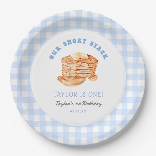 Pannenkoekenontbijt verjaardagsfeestje voor jongen papieren bordje (Voorkant)
