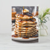 Pannenkoekenstapel met druppelstroop kaart (Staand voorkant)