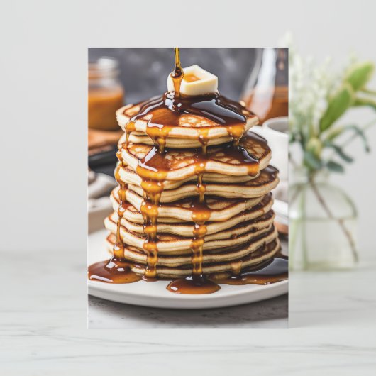 Pannenkoekenstapel met druppelstroop kaart (Staand voorkant)