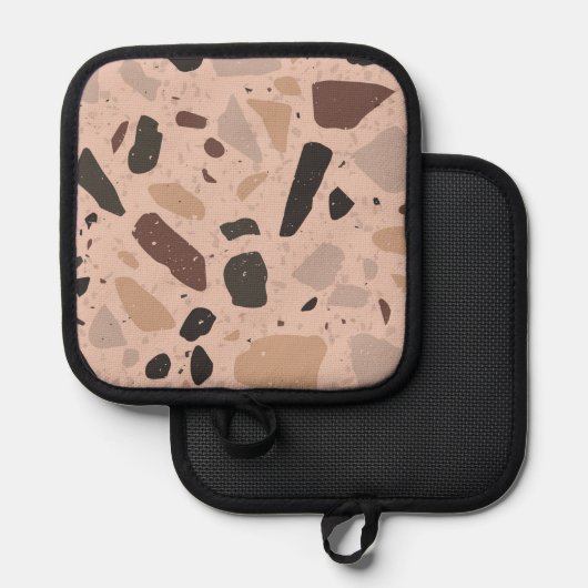 Pannenlap met abstract perzik vierkant (Voorkant / Achterkant)