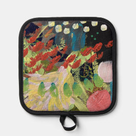 Pannenlap met bloemen in nachtdesign