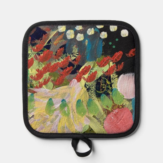 Pannenlap met bloemen in nachtdesign (Voorkant)