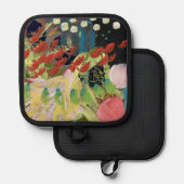Pannenlap met bloemen in nachtdesign (Voorkant / Achterkant)