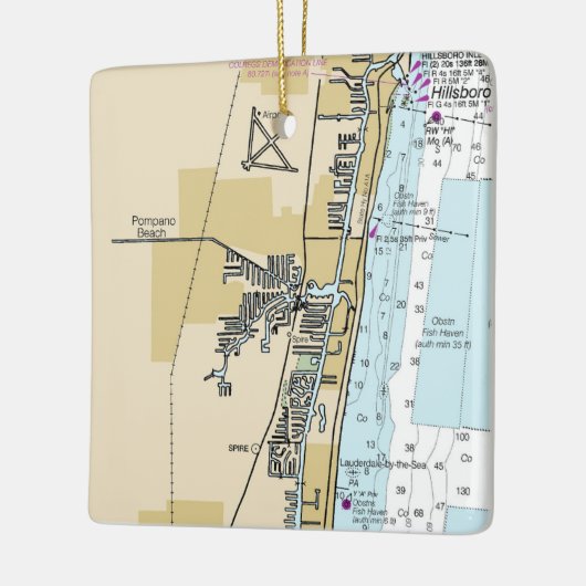 Pano Beach Nautical Chart Keramisch Ornament (Links)