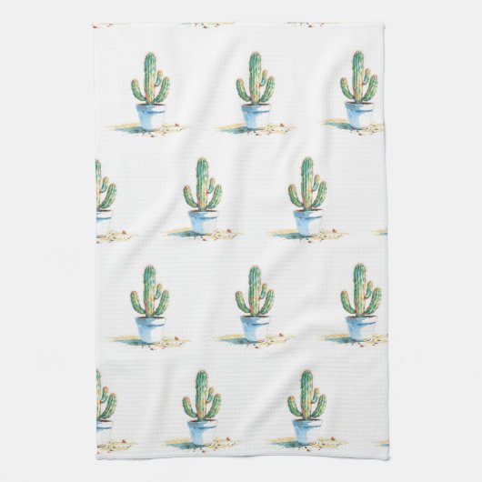 Paño de cocina cactus acuarelas theedoek (Verticaal)