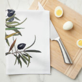 Paño de cocina con acuarela de rama de olivo theedoek (Quarter Fold)