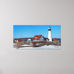 Pano van de vuurtoren van Portland Canvas Afdruk