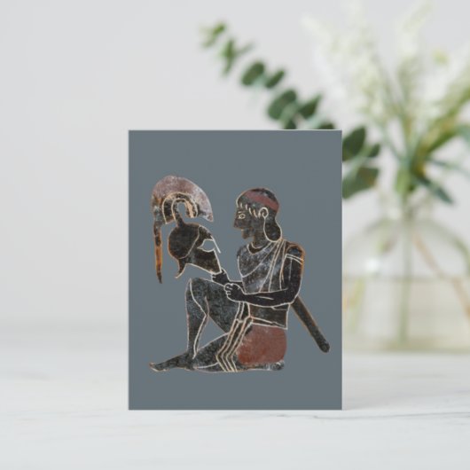 Panoply - Oude Griekse hoplietsoldaat zit Briefkaart (Staand voorkant)