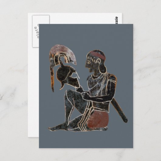 Panoply - Oude Griekse hoplietsoldaat zit Briefkaart (Voorkant / Achterkant)