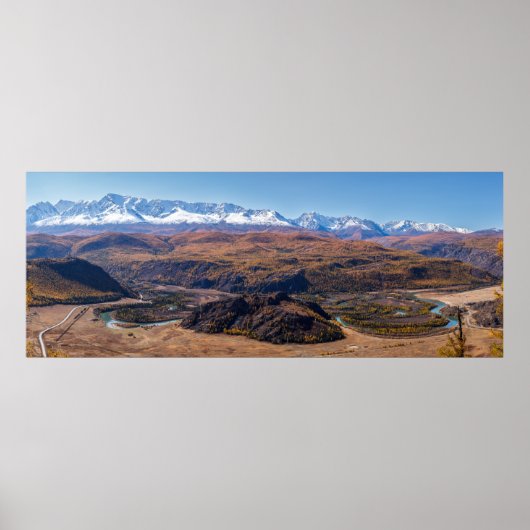 Panorama Altaj-gebergte en Tsjoja-rivier. Altaj. Poster (Voorkant)