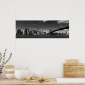 Panorama Black White Brooklyn Bridge New York Poster (Keuken)
