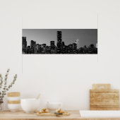 Panorama Black White New York City nacht Poster (Keuken)