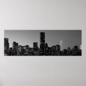 Panorama Black White New York City nacht Poster (Voorkant)