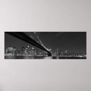Panorama Black White New York City Skyline Poster