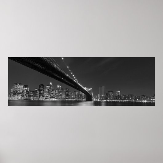 Panorama Black White New York City Skyline Poster (Voorkant)