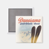 Panorama British Columbia Canada ski poster Magneet (Voorkant / Achterkant)