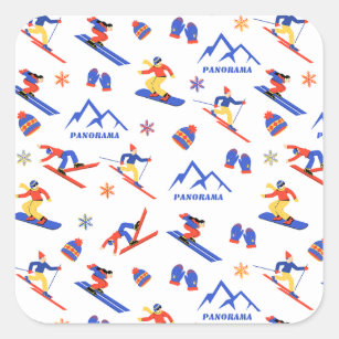 Panorama British Columbia Ski Snowboard patroon Vierkante Sticker
