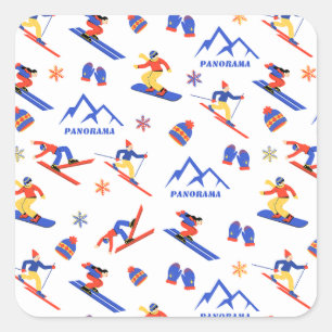 Panorama British Columbia Ski Snowboard patroon Vierkante Sticker