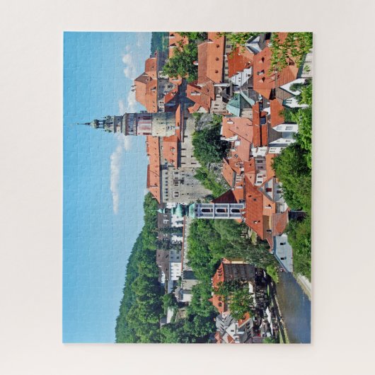 Panorama. Cesky Krumlov en het kasteel. Legpuzzel (Verticaal)
