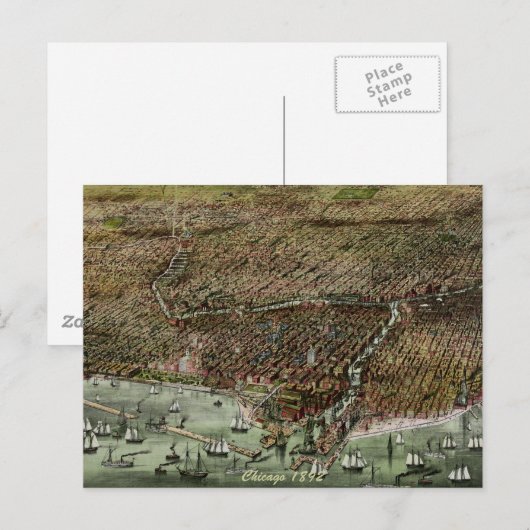Panorama Chicago 1892 Briefkaart (Voorkant / Achterkant)