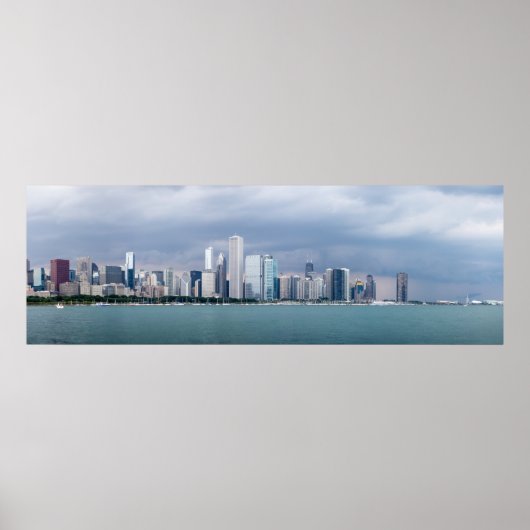 Panorama Chicago Skyline Afbeeldingen Poster (Voorkant)