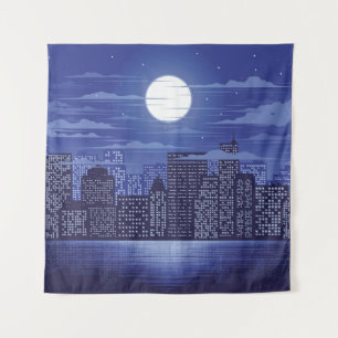 Panorama City of light illustration abstract,archi Wandkleed