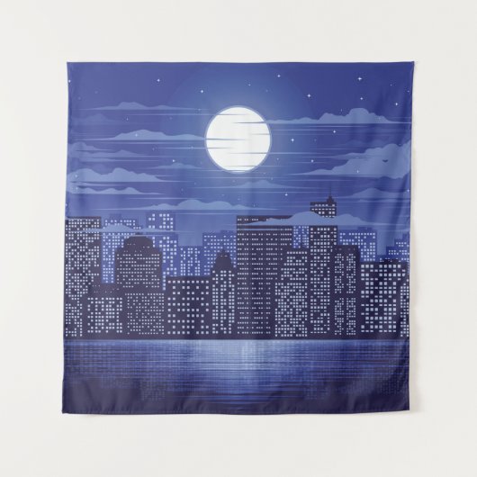 Panorama City of light illustration abstract,archi Wandkleed (Voorkant)