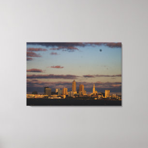Panorama Cleveland Skyline Canvas Afdruk