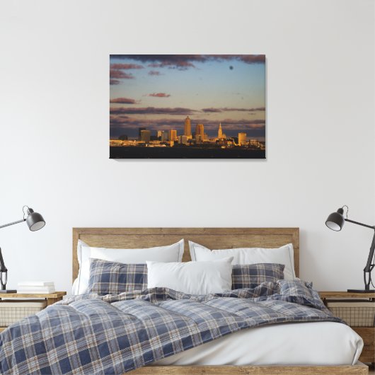 Panorama Cleveland Skyline Canvas Afdruk (Insitu (Slaapkamer))