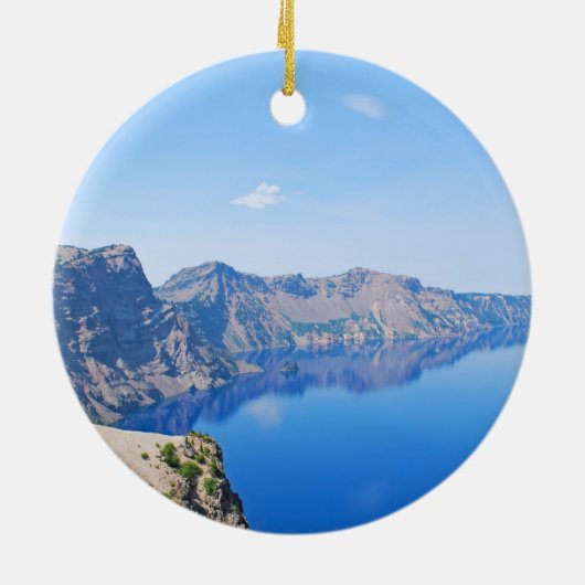 Panorama Crater Lake Keramisch Ornament (Achterkant)