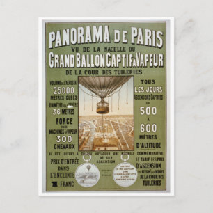 Panorama de Paris Vintage Travel Poster Briefkaart