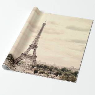 Panorama Eiffel Tower in Parijs. Frankrijk. Vintag Cadeaupapier