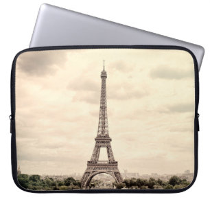 Panorama Eiffeltoren in Parijs. Frankrijk. Vintage Laptop Sleeve