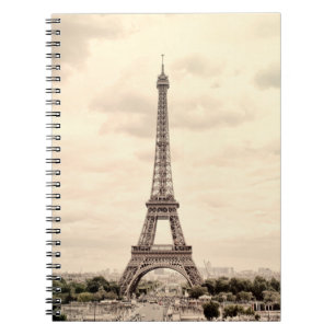 Panorama Eiffeltoren in Parijs. Frankrijk. Vintage Notitieboek