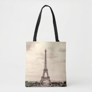 Panorama Eiffeltoren in Parijs. Frankrijk. Vintage Tote Bag