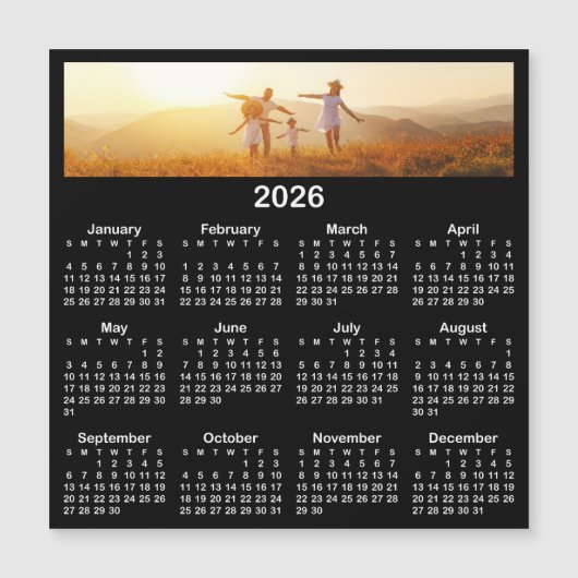 Panorama Foto Zwart Wit 2026 Magnetische Kalender (Voorkant)