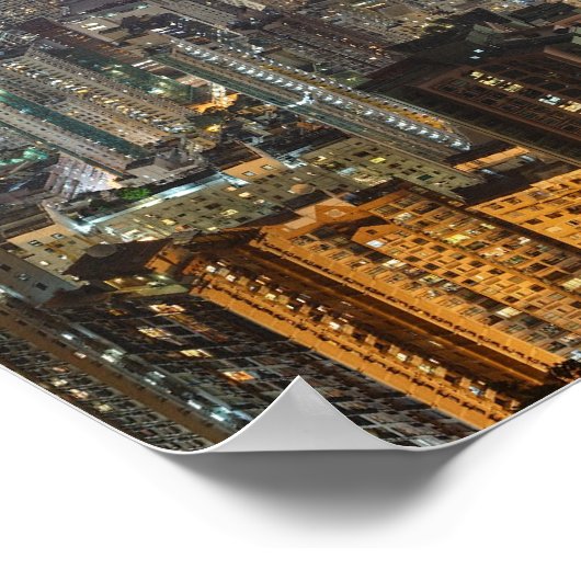 Panorama Hong Kong China Night Skyline Poster (Hoek)