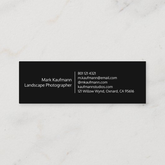 Panorama Landschapsfotograaf Mini Visitekaartje (Achterkant)