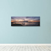Panorama met zonsondergang in het Myvatenmeer Canvas Afdruk (Insitu (Houten vloer))