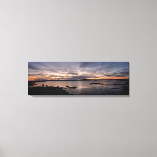 Panorama met zonsondergang in het Myvatenmeer Canvas Afdruk (Voorkant)