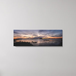 Panorama met zonsondergang in het Myvatenmeer Canvas Afdruk