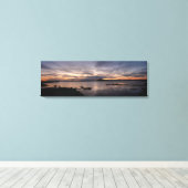 Panorama met zonsondergang in het Myvatenmeer Canvas Afdruk (Insitu (Houten vloer))