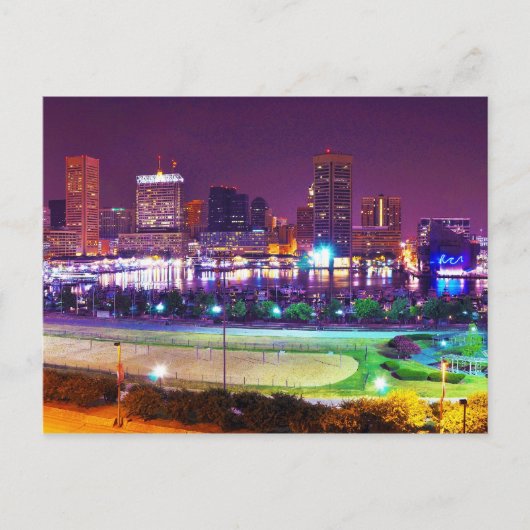 Panorama of Baltimore's Inner Harbour Night Skylin Briefkaart (Voorkant)