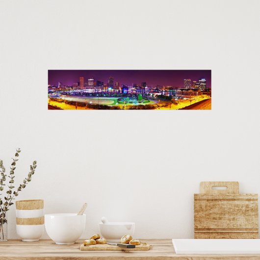 Panorama of Baltimore's Inner Harbour Night Skylin Poster (Keuken)
