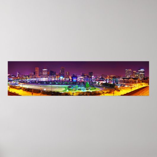 Panorama of Baltimore's Inner Harbour Night Skylin Poster (Voorkant)