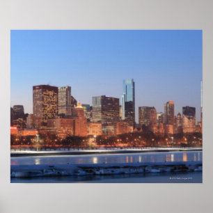 Panorama of Chicago, Illinois bij Lake Poster